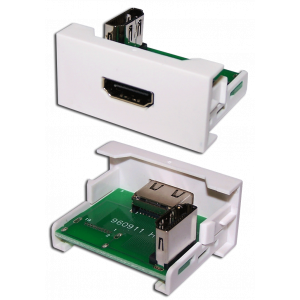 22.5x45 Mosaic insert with HDMI 90 degrees adapter, female, white